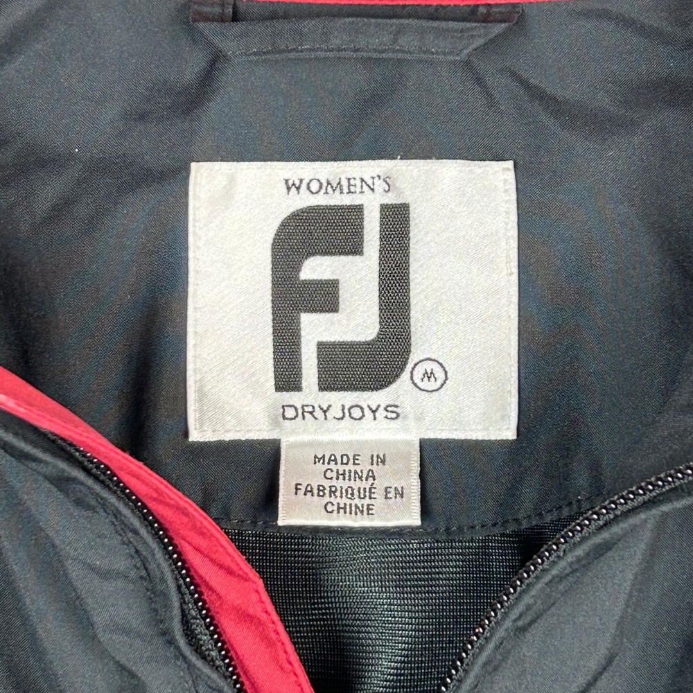 FootJoy DryJoys Golf Jacket Full Zip Waterproof Womens Medium Black Red - Picture 2 of 12